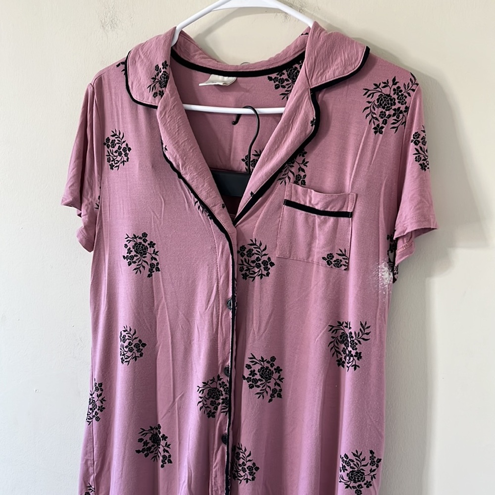 Soma Cool Nights Pajama Set in Peaceful Floral Pink FLAWED Sz Small - Picture 4 of 13